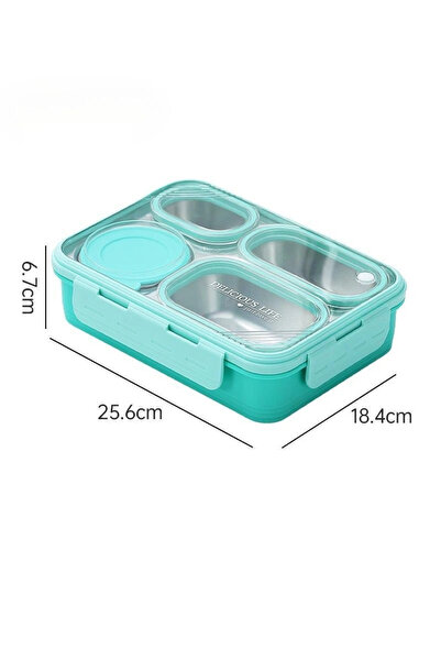 Cin 950 ml, 4 Bölmeli, 304 Çelik, Sızdırmaz, Yemek Taşıma Kabı, Sefertası, Yeşil, cin864ys