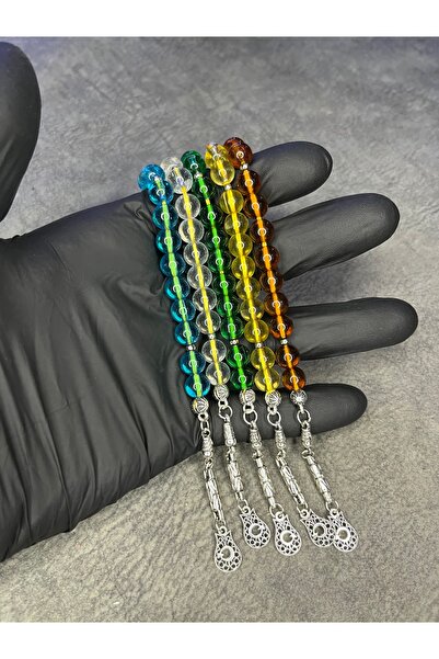 Mos Tespih 5 قطع من الخرز الزجاجي زازا مجموعة من الأحجار الطبيعية للتسبيح