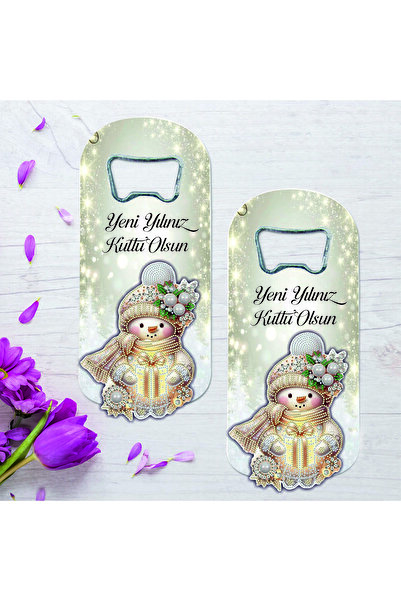 Ege ajans 10 Wooden Embossed Christmas Themed Bottle Opener Magnets