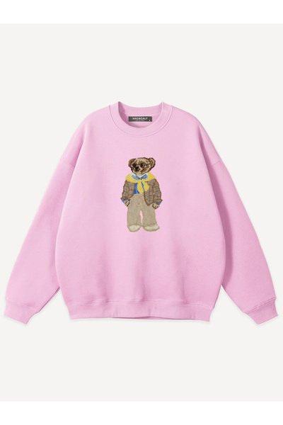 Mad&Calf Φούτερ Unisex Teddy Guy με στάμπα με λαιμόκοψη Oversize