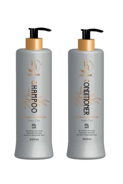 B H BIO HAIR شامبو وبلسم بيو هير البرازيلي بزيت الأرغان وزيت إكليل الجبل 500+...