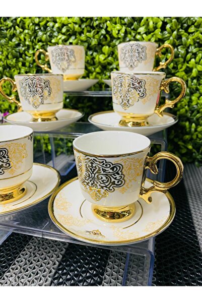 LİLA HOME Modern Gold 6-Person Coffee Cup Set