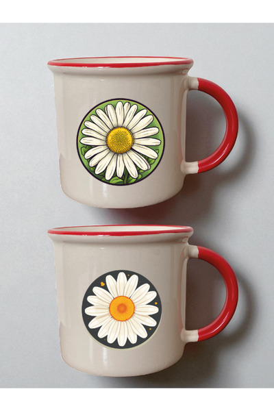 lili hediyelik طقم أكواب بتصميم زهرة الأقحوان مكون من قطعتين - هدايا للحبيب، ...