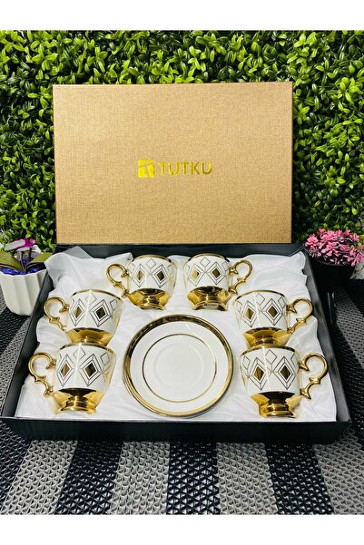 LİLA HOME Gold Patterned Cup Set for 6 People
