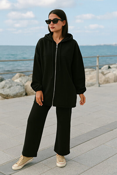 unika boutique طقم نسائي من قماش المودال مع تفاصيل سحاب