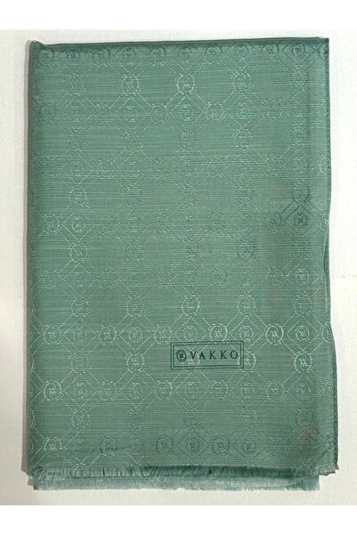 Vakko Pamuk İpek Monogram Şal 40752-Mint