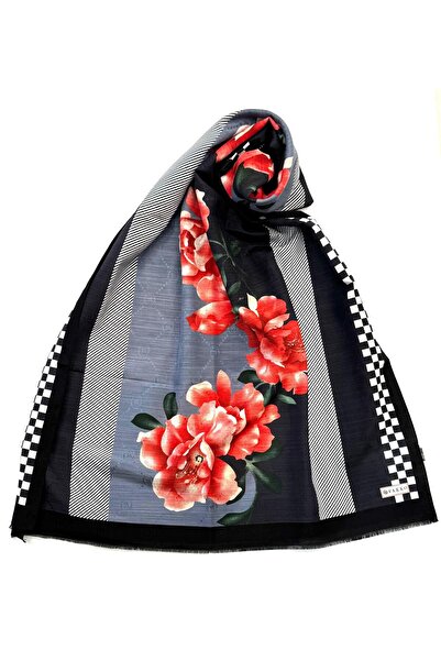 Vakko Σάλι από βαμβακερό μετάξι με σχέδιο 41842-Ανθρακίτης