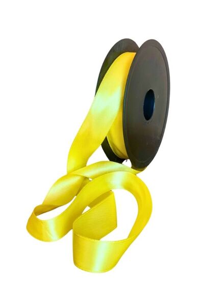 EL İŞİ DİY CRAFT Yellow Satin Fabric Ribbon 2.5 cm X 35 m Gift Packaging Henn...