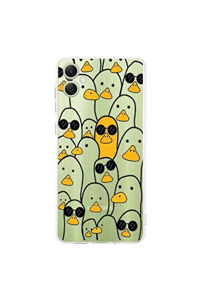 PrintiFy Samsung Galaxy A07 İle Uyumlu Duck Baskılı Tasarım Kamera Korumalı Şeffaf Silikon Kılıf