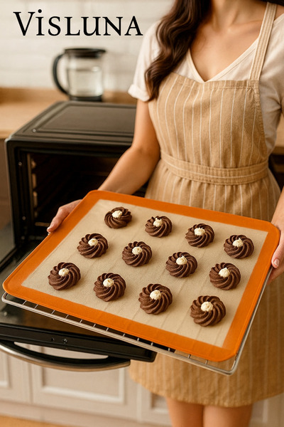 VİSLUNA (قطعة واحدة) حصيرة خبز قابلة للخبز ذاتية التزييت من السيليكون مقاومة ...