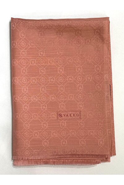 Vakko Pamuk İpek Monogram Şal 40752-Pudra
