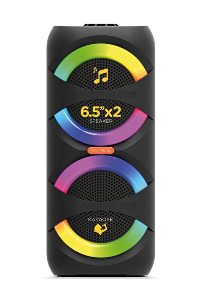 Maxron MXBass 16W Bluetooth Hoparlör Led Işıklı Ses Sistemi Parti Speaker Kar...