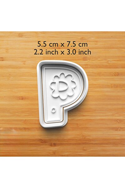 Hobist قالب تشكيل الحلوى والمعجنات على شكل حرف P مع نقوش زهور