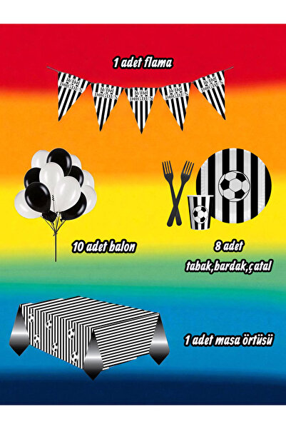 partylady مجموعة صغيرة ذات طابع أبيض وأسود تتسع لـ 8 أشخاص - لحفلات أعياد الم...