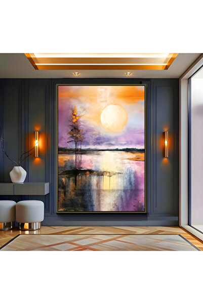 EMYA HOME Bronze Metal Framed Landscape Canvas Painting