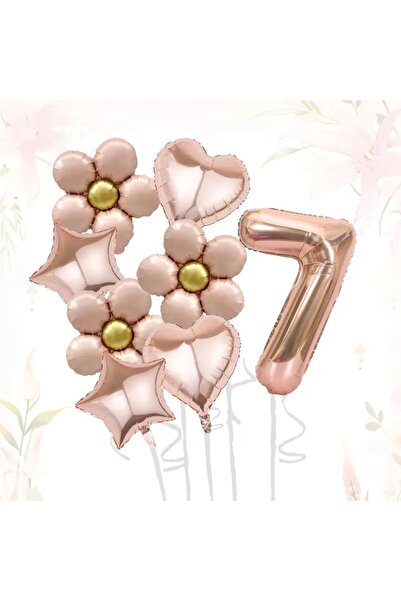 DÜVENCİ TİCARET 8 Parça Papatya Aşk Kalp Yıldız doğum günü parti yaş balon set