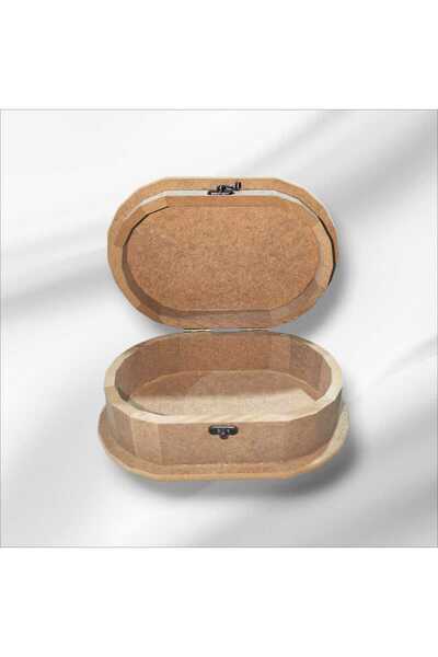 SEKAY AHŞAP Wooden-Paintable-Clip-On Oval-Jewelry-Makeup-Accessory-Decorative-Multi-Purpose Small Box