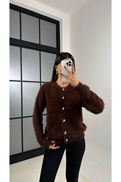 Lusin Γυναικεία ζακέτα πλεκτής ποιότητας Premium με λεπτομέρεια με μαλακή υφή και λεπτομέρεια με κουμπιά σε σχήμα καρδιάς