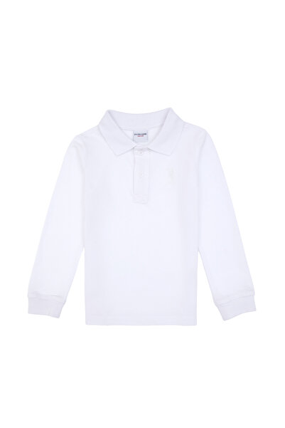 U.S. Polo Assn. Boy's White Basic Polo Neck Sweatshirt 50307821-Vr013