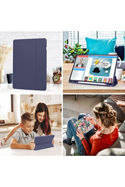 Generic Galaxy Tab A9 Plus Case, 11-Inch, Trifold Stand with Pen Holder, Auto Sleep/Wake, Dark Blue