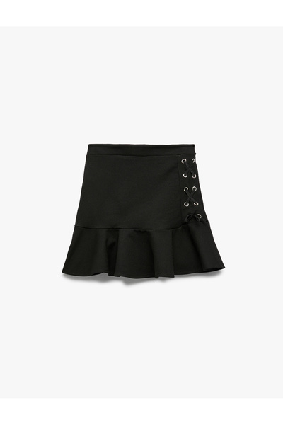 Koton Viscose Blend Flared Skirt with Tie Detail