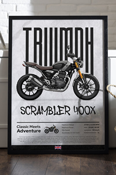 Duvarda Διακοσμητικός πίνακας τοίχου μοτοσικλέτας Triumph Scrambler 400 με μα...
