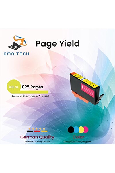 Generic Omni Tech 934XL 935XL Yellow Ink Cartridge - Compatible with Ink HP OfficeJet 6100, 6800, 6812, 6815