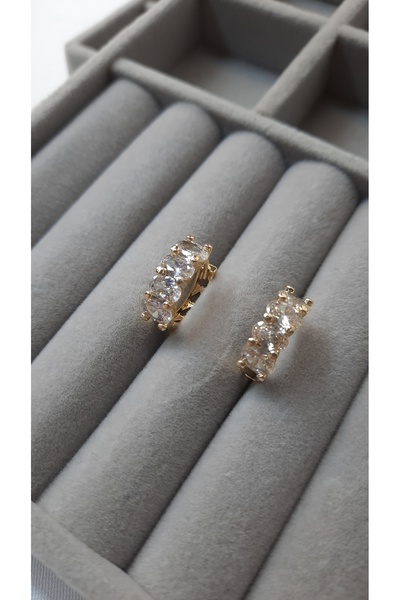 Butik Kadın Çelik Gold Küpe