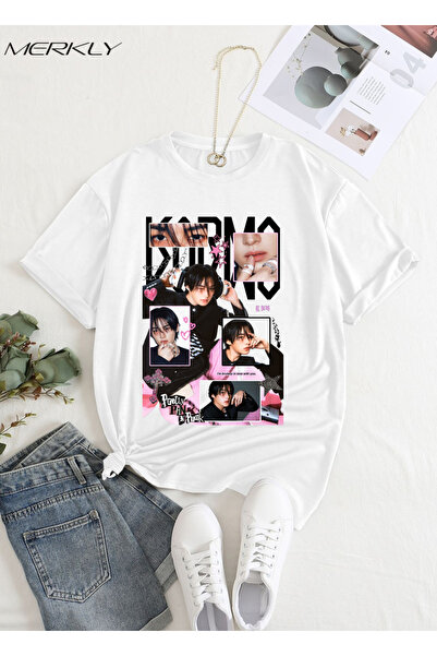 barsdepo Tricou Stay Kids Lee Know cu imprimeu , supradimensionat Tricou alb ...