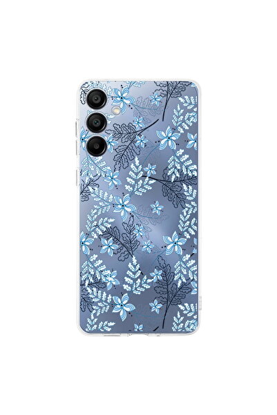 PrintiFy Samsung Galaxy A17 İle Uyumlu Floral Mavi Baskılı Kamera Korumalı Şe...