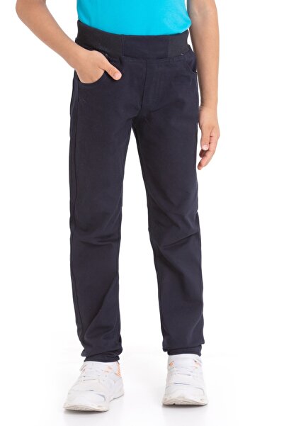 redbug kids Pantaloni de școală din pânză cu talie cu nervuri pentru băieți