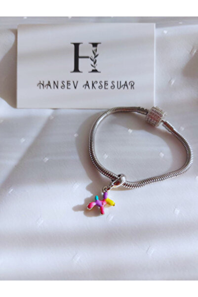 hansev Aksesuar Renkli Balon Köpek Figürlü Çelik Charm – Eğlenceli & Zarif Ta...