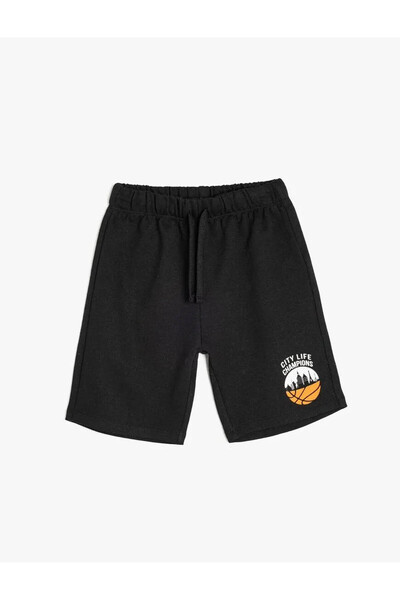 Koton Baskı Detaylı Siyah Erkek Çocuk Şort 5SKB40033TK
