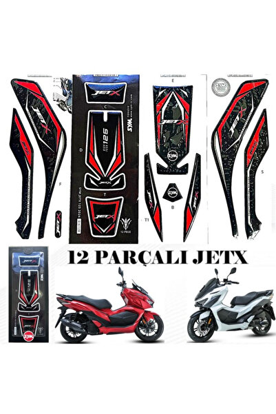 SYM JET X 125 KIRMIZI TANK PAD SETİ 12 PARÇALI ORJ (SYMAKSJETX080)