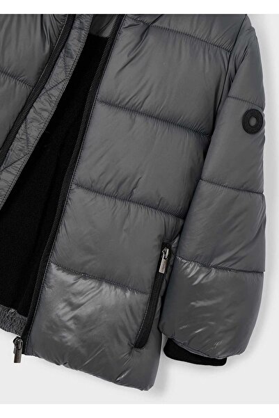 MAYORAL Boy's Hooded Padded Shiny Fabric Coat 4416 Gray