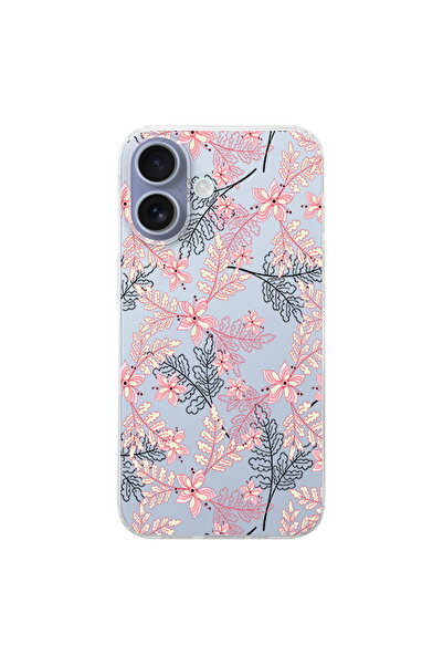 PrintiFy Apple iPhone 17 İle Uyumlu Kamera Çevresi Açık Floral Kırmızı Baskıl...