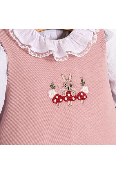 ministok Rabit Nakışlı Kız Bebek Gömlekli Jile Takım