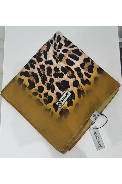 Siyane Leopar Desen Kristal Eşarp