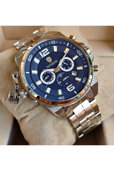 Raymond Steel Navy Blue Dial Men's Wristwatch