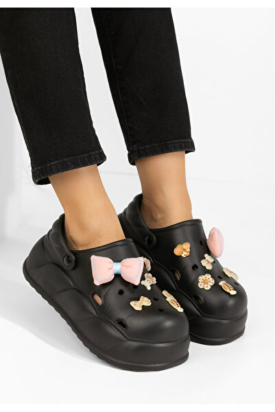 B T Shoes Carmelia black platform slippers