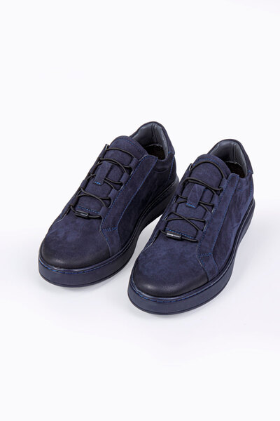 Vantaggio Jota Navy Blue Nubuck 100% Genuine Leather Men's Sneaker Shoes