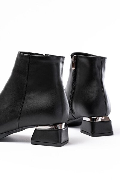 Mida Shoes RM-500 Siyah Topuklu Fermuarlı Günlük Kadın Bot