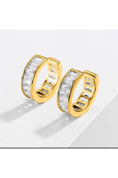 POKAK Trapez Taşlı 14K Altın Renginde Tragus Conch Helix Küpe