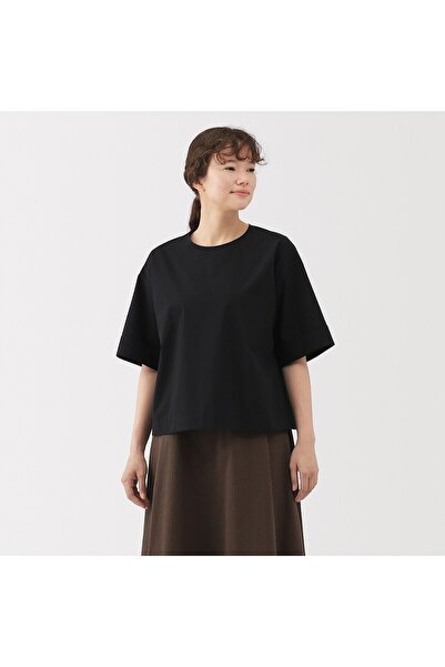 Muji بلوزة من القماش العريض سريعة الجفاف بأكمام نصفية