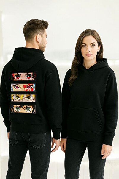 ArtYus سويت شيرت بقلنسوة مطبوع عليه رسوم متحركة ناروتو ملونة