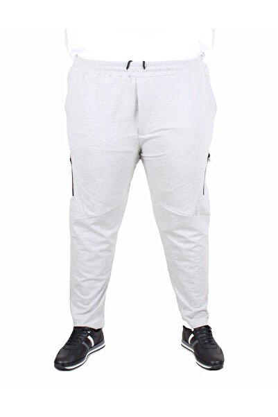 MocGrande Large Size Classic Sweatpants with Cross Zipper 25500 Gray Melange