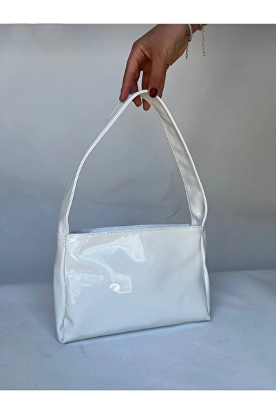 DOĞALYA Women's Patent Leather Thick Strap Baguette Bag