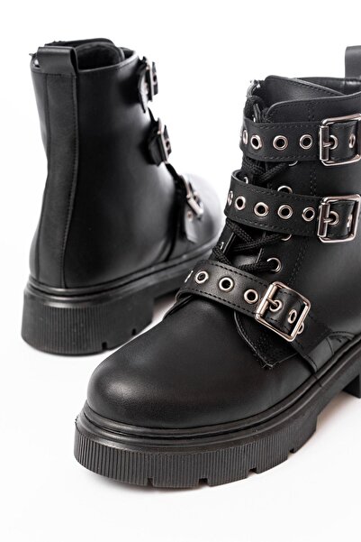 Mida Shoes 508-3039 Siyah Toka Aksesuarlı Fermuarlı Günlük Kadın Bot