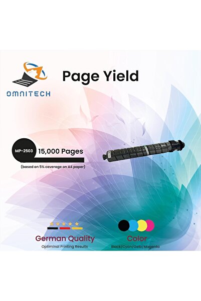 Omnitech خرطوشة حبر أسود Omni Tech MP-2503 بديلة متوافقة مع طابعة Ricoh MP 2003 Aficio MP 2