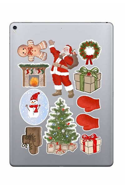 Hediyeni Al مجموعة ملصقات عيد الميلاد ورأس السنة الجديدة |   ملصق للكمبيوتر المحمول والدفتر والتابلت والهاتف ودفتر الملاحظات ومجلة البوليت